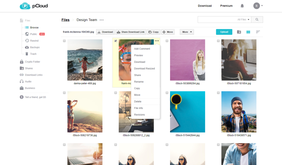 screenshot of pCloud Business